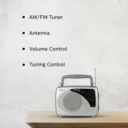 Philips Radio RL118/94 with MW/SW/FM Bands, 200mW RMS soundoutput, Built in rechargeable battery