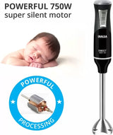 INALSA Stainless Steel Electric Hand Blender with 500W DC Motor|Variable & Turbo Speed|Super Silent|Ultra Sharp SS Blade & Detachable Stem|for Smoothie & Juices,Whip,Chop-RobotInox500