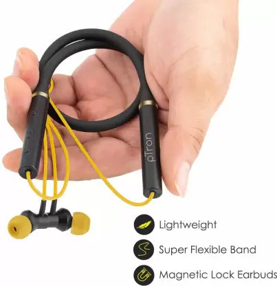 pTron Bluetooth Earphone Tangentbeat Black, Yellow