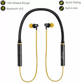 pTron Bluetooth Earphone Tangentbeat Black, Yellow