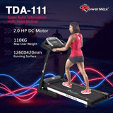 Powermax Fitness TDA-111 (4HP Peak) LCD Disp., BMI, Spring Resistance, Pro-Workout Foldable Home Treadmill