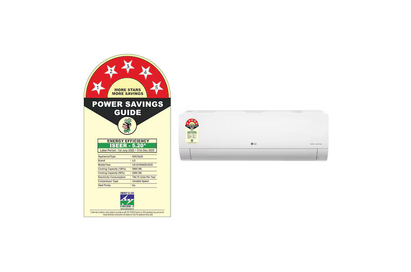 LG 5 Star (1.5) Split AC, AI Convertible 6-in-1, 4-Way Swing, Viraat Mode, Dual Inverter Compressor, 5.0 kW USUQ19KNZE