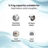 IFB 5.5 Kg with 99.9% Dry Clothes Dryer with In-built Heater Silver (TURBODRY EX)