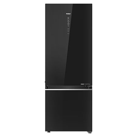Haier 355 litres 3 Star Double Door Refrigerator, Black Glass HRB-4053PKG-P