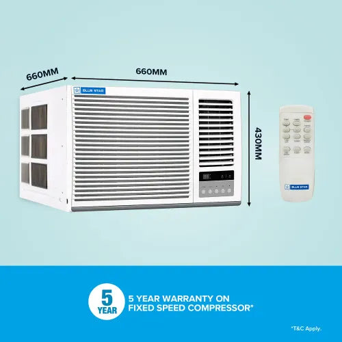 Blue Star 1.5 Ton 3 Star Window AC - White (WFE318P, Copper Condenser)