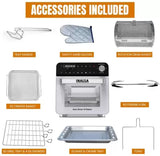 INALSA Air fryer,Oven,Steamer,Rotisserie,Convection|1700 W & 15 L|9 Accessories|Air Fry,Roast,Grill,Steam Vegetables,Idli,Momos,Sanitize|Self Clean Function| White