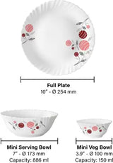 Larah by Borosil Pack of 13 Opalware Dahlia Dinner Set Dinner Set