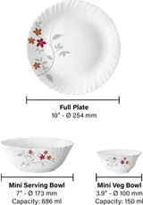 Larah by Borosil Pack of 13 Opalware Dahlia Dinner Set Dinner Set