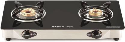Bajaj CGX2 Eco with AI Glass Top 2 Burner,Stainless Steel,Black