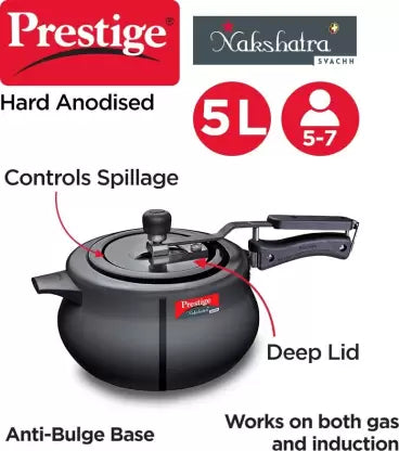 Prestige Svachh Nakshatra Plus 5 L Inner Lid Induction Bottom Pressure Cooker