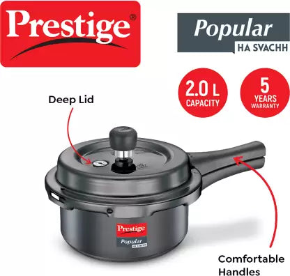 Prestige Popular Svachh HA Deep Lid-Controls Spillage 2 L Outer Lid Pressure Cooker