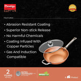 Prestige cuprus Kadhai 28 cm diameter with Lid 4.2 L capacity (Aluminium, Non-stick, Induction Bottom)