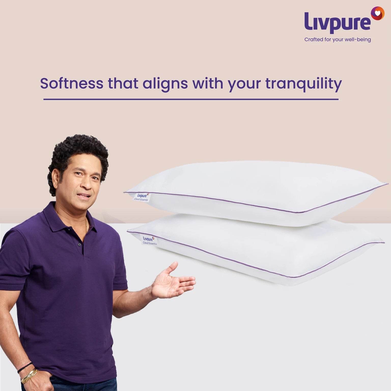 Livpure Smart Microfibre Sleeping Pillow Pack of 2 Solid Cloud Essentia (White) LSH-PILL-CLDESSN-PC2