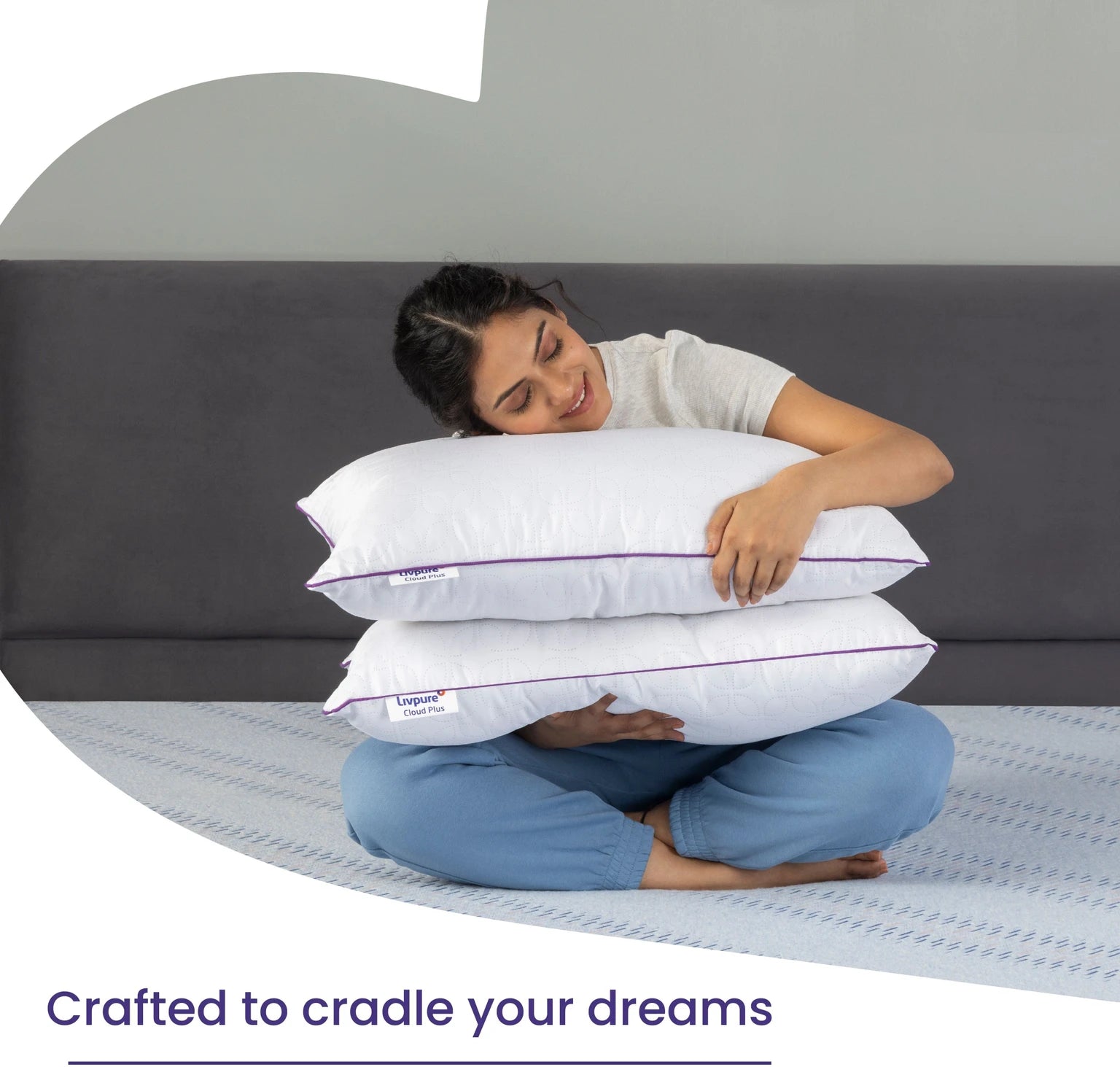 Livpure Smart Microfibre Sleeping Pillow Pack of 2 Solid Cloud Plus (White) LSH-PILL-CLDPLUSPC2