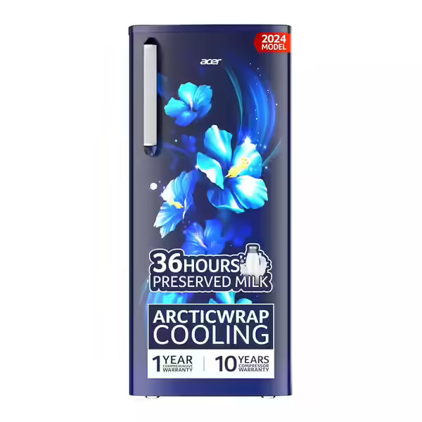 Acer 190L 2 Star Direct-Cool Single Door Refrigerator (AiSense, AR190AD2FBTD, BLUE FLOWER TIANA)