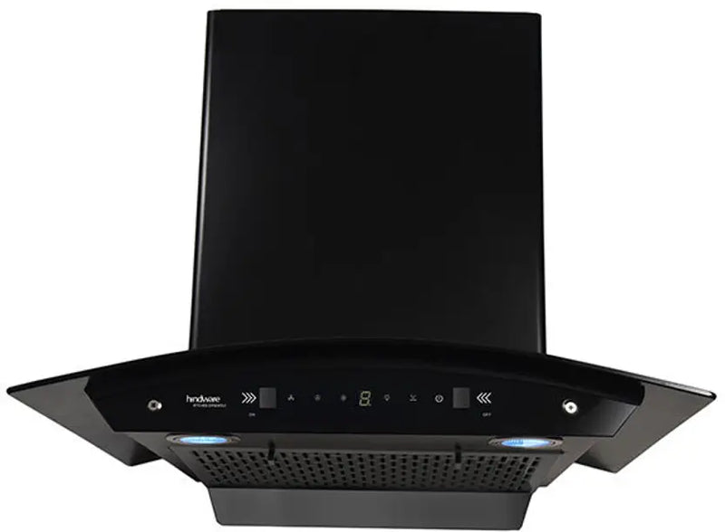 Hindware CHROMIA BLK RSN AC 90 | Filterless | 3 Speed Gesture Control | Thermal Auto Clean Wall Mounted Black 1200 CMH Chimney