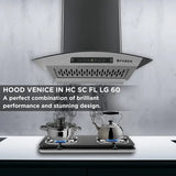 Faber 60 Cm 1200 M3/Hr, Autoclean Chimney,ilterless,Italian Design - Made In India (HOOD VENICE In HC SC FL LG 60, Touch & Gesture Control, Light Grey)