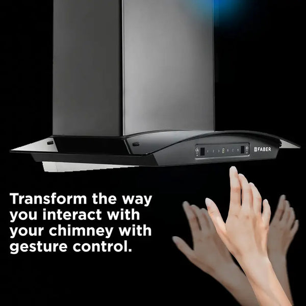Faber 60 Cm 1200 M3/Hr, Autoclean Chimney,ilterless,Italian Design - Made In India (HOOD VENICE In HC SC FL LG 60, Touch & Gesture Control, Light Grey)