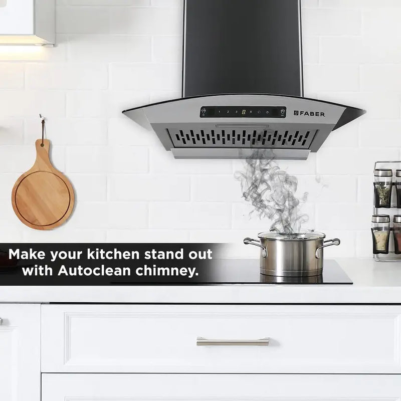 Faber 60 Cm 1200 M3/Hr, Autoclean Chimney,ilterless,Italian Design - Made In India (HOOD VENICE In HC SC FL LG 60, Touch & Gesture Control, Light Grey)