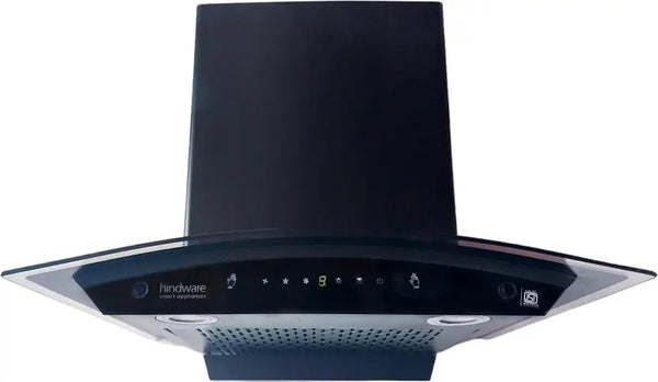 Hindware CHROMIA BLK RSN AC 90 | Filterless | 3 Speed Gesture Control | Thermal Auto Clean Wall Mounted Black 1200 CMH Chimney