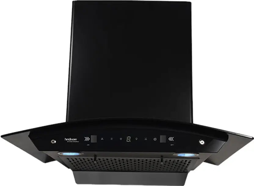 Hindware CHROMIA BLK RSN AC 75 | Filterless | 3 Speed Gesture Control | Thermal Auto Clean Wall Mounted Black 1200 CMH Chimney