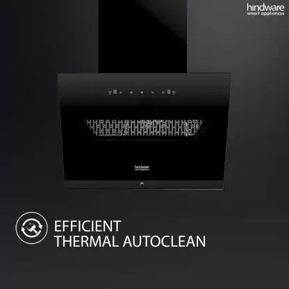 Hindware Olenna 90 cm Autoclean 1200m3/hr Slant Angular Motion Sensor Auto Clean Wall Mounted Chimney  (Black 1200 CMH)