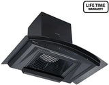 Hindware ZINNIA BLK 90 MaxX SILENCE CHIMNEY Touch Control with motion sensor and Lifetime Warranty# Auto Clean Wall Mounted black 1350 CMH Chimney