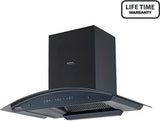 Hindware ZINNIA BLK 90 MaxX SILENCE CHIMNEY Touch Control with motion sensor and Lifetime Warranty# Auto Clean Wall Mounted black 1350 CMH Chimney
