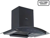 Hindware ZINNIA BLK 90 MaxX SILENCE CHIMNEY Touch Control with motion sensor and Lifetime Warranty# Auto Clean Wall Mounted black 1350 CMH Chimney