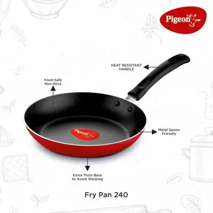 Pigeon Combo - Brunet Cooktop + Flat tawa 250 + Fry Pan 240 Glass Manual Gas Stove 2 Burner