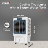 LIVPURE 70 L Desert Air Cooler (WHITE & BLUE, ICEBLAST-70L)