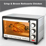 INALSA Oven OTG (24 Liters) Toaster Grill Oven 1600W with Motorised Rotisserie & Temperature Selection|6 Stage Heat Selection|Toaster Grill|Stainless-Steel Finish,(Silver),2Yr Warranty