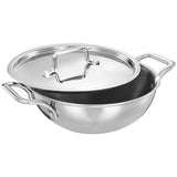 Inalsa Cookware Platinum Triply Kadhai with Lid-24cm, 3.2L| Induction Friendly (Silver)