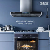 Hindware MARCELLA 90 | Filterless Technology | MaxX Suction 1700 m³/hr* | BLDC Motor | Auto Clean Wall Mounted GREY 1700 CMH Chimney