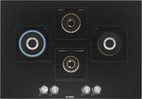 BOSCH Built in Series 6 Gas hob 75 cm Tempered glass, Brass Burner PNI7B6F10I Glass Automatic Hob  (4 Burners)