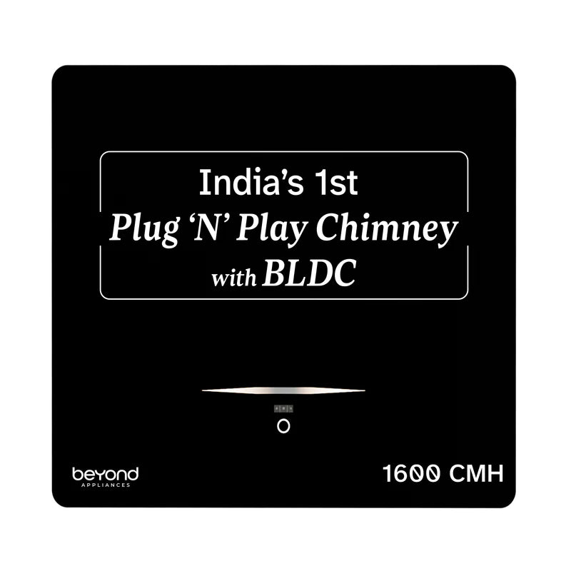 Beyond Appliances Cube 60 BLDC Plug N Play Ductless Kitchen Chimney | 1600 CMH | Auto Clean | 5-Stage Charcoal Activated Filter | Touch Control | 3-way Suction | 48dB Low Noise | B