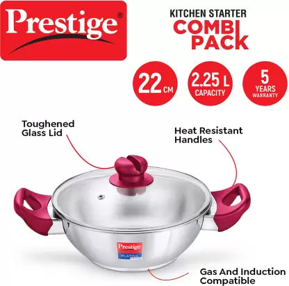 Prestige Nakshatra Alpha + Platina Popular Induction Bottom Cookware Set