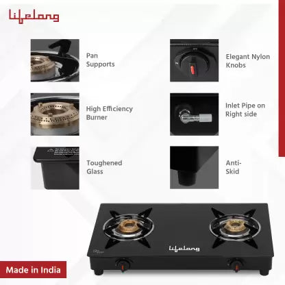 Lifelong LLGS602 Glass, Iron Automatic Gas Stove