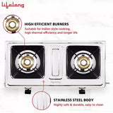 Lifelong ISI Certified Stainless Steel Manual Gas Stove (2 Burners)