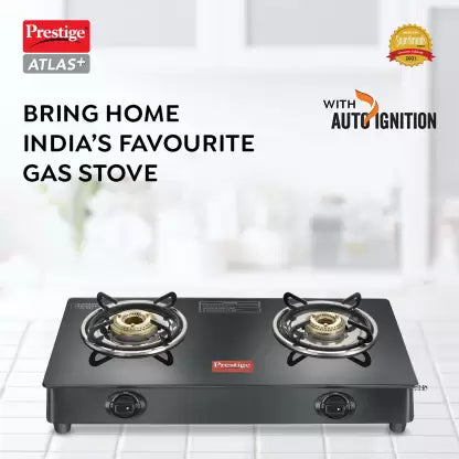 Prestige Atlas Plus High Effient Brass burner & Toughened Glass Automatic Gas Stove