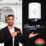 Candes Glanzo GlassLine 15 L Storage Water Geyser