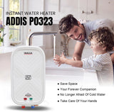 Inalsa 3 L Instant Water Geyser (Addis PO323 3Ltr Instant Water Heater|Non Toxic & Long Lasting SS 304 Inner Tank, White) (White)