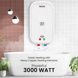 Inalsa 3 L Instant Water Geyser (Addis PO323 3Ltr Instant Water Heater|Non Toxic & Long Lasting SS 304 Inner Tank, White) (White)