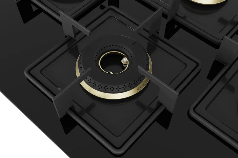 BOSCH Built in Series 6 Gas hob 75 cm Tempered glass, Brass Burner PNI7B6F10I Glass Automatic Hob  (4 Burners)