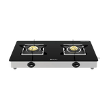 BAJAJ 2BRGS7 Glass Top 2 Burner Manual Gas Stove (Integrated SS Drip Tray, Black)