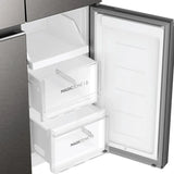 Haier 520L 3 Star Lumiere French Door 4-Door Side by Side Frost Free Refrigerator | Convertible Magic Zone | Inverter | Digital Display Panel | Deo Fresh Technology (HRB-600IS, Inox Steel)