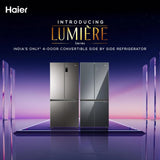 Haier 520L 3 Star Lumiere French Door 4-Door Side by Side Frost Free Refrigerator | Convertible Magic Zone | Inverter | Digital Display Panel | Deo Fresh Technology (HRB-600IS, Inox Steel)