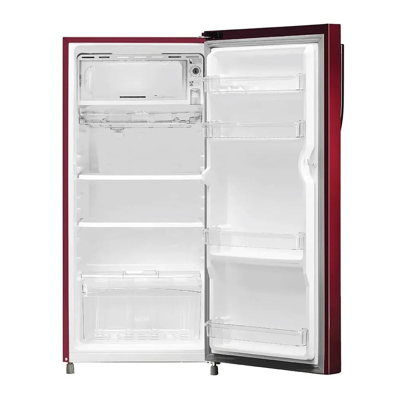 Haier 190 Litres 2 Star Single Door Direct Cool Refrigerator | Diamond Edge Freezing Technology | Stabilizer Free Operation | Toughened Glass Shelves (HRD-2102CRV-P, Red Voila)
