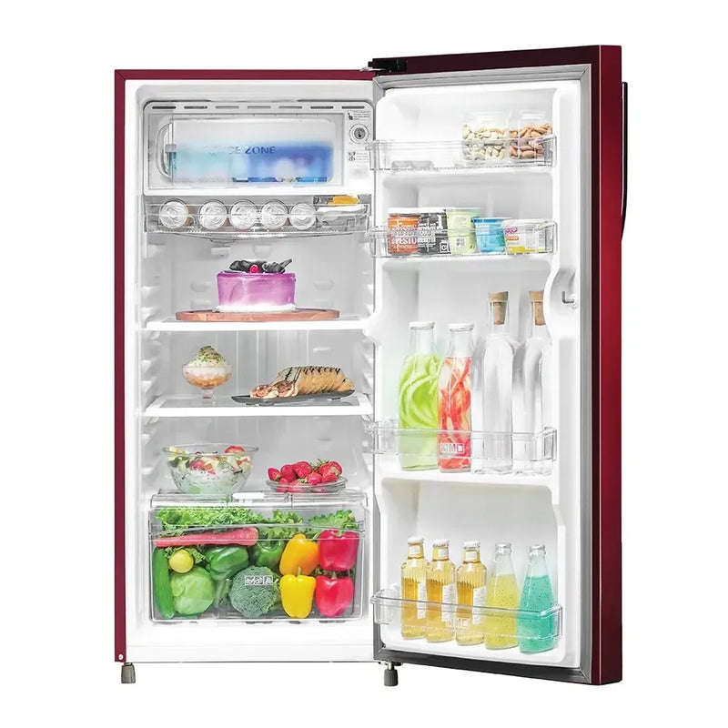 Haier 190 Litres 2 Star Single Door Direct Cool Refrigerator | Diamond Edge Freezing Technology | Stabilizer Free Operation | Toughened Glass Shelves (HRD-2102CRV-P, Red Voila)