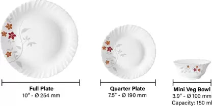 Larah by Borosil Pack of 24 Opalware Galaxy Series Rosalie Crockery Set for Dining & Gifting Dinner Set